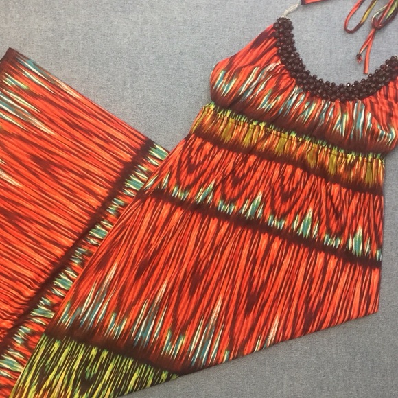 Heart SOUL Colorful Bohemian Maxi Dress, M - Picture 3 of 9